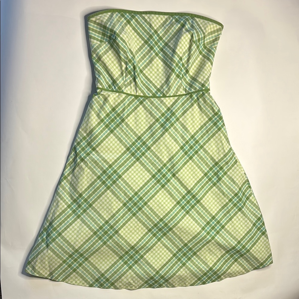 LOFT Green Mini Sundress Strapless A-line for Casual
